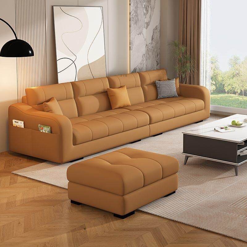 猫抓皮沙发轻奢客厅小户型三四五人位简约现代北欧浅灰科技布两用