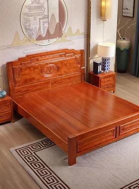 金花梨木榫卯结构全实木主卧中式仿古菠萝格木双人床加厚满铺床板