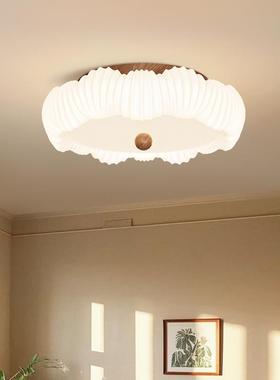 casagd奶油法式中古风卧室吸顶灯高级感复古圆形书房主卧房间灯具