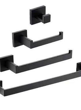 电镀不锈钢浴室毛巾架毛巾杆纸巾架挂钩套装4件套置物壁挂式