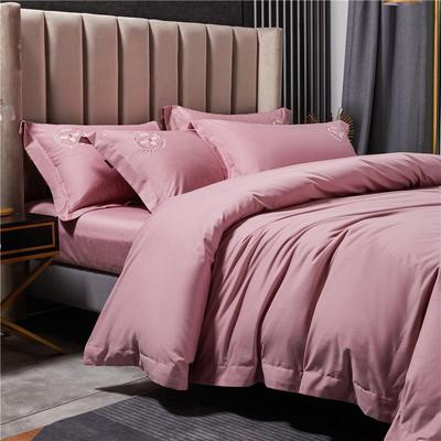 100支贡缎长绒棉全棉纯棉纯色绣花刺绣拼接床单床笠四件套