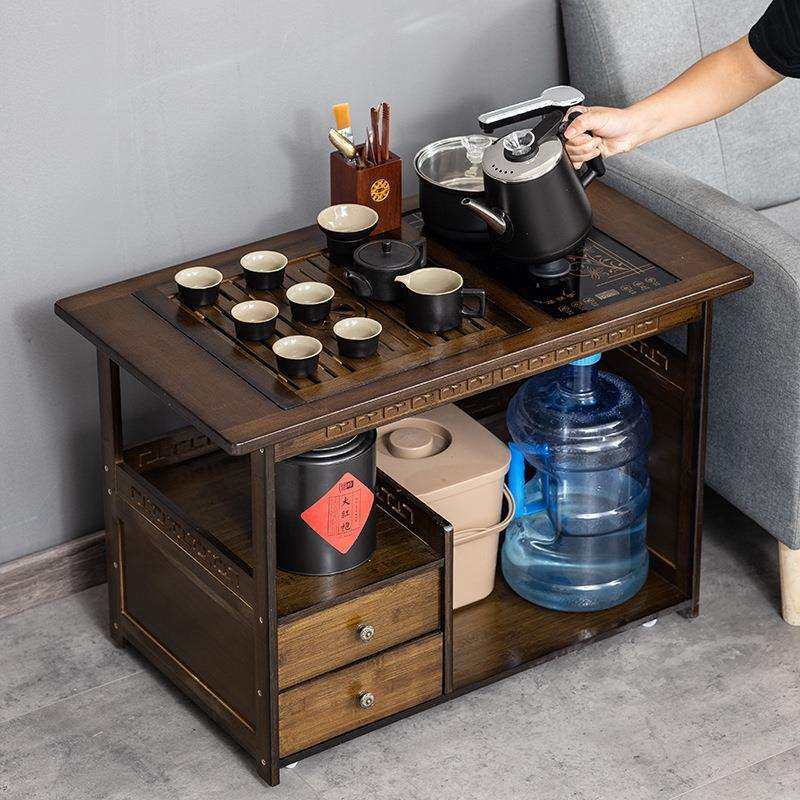 移动茶台茶桌边柜沙发边几小茶几小桌子实木客厅烧水一体茶水柜架