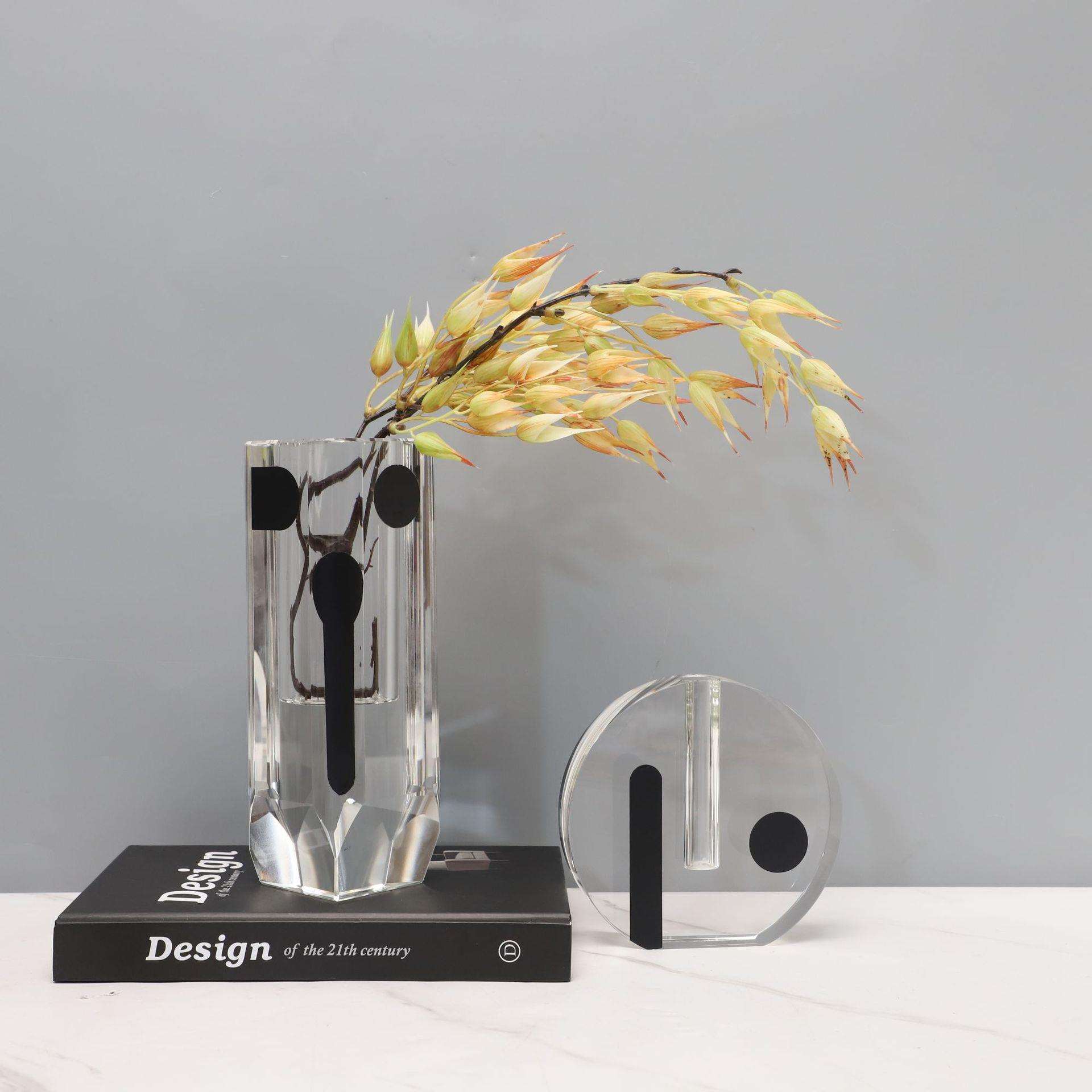 现代简约创意水晶工艺品桌面摆件样板房茶几客厅家居装饰花瓶