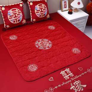 新娘坐福红色小褥子被子结婚百福婚礼座福垫床上婚庆用品陪嫁喜道
