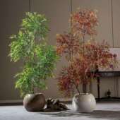 新款 南天竹仿真绿植物高级客厅室内大型装 饰摆件落地仿生假树造景