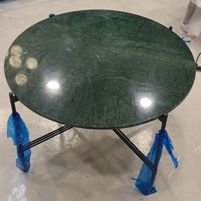 云浮同裕大理石石材圆形绿色天然茶几桌餐厅客厅台面纹高密度石材