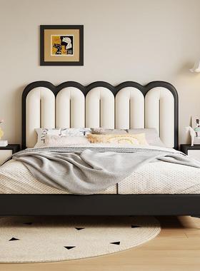 晓龙中古风家用主次卧室软包床法式生态真皮床双人小户型储物儿童