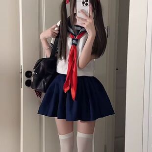 水手服稀有色jk基础制服中间服正统jk制服百褶裙套装学院白色