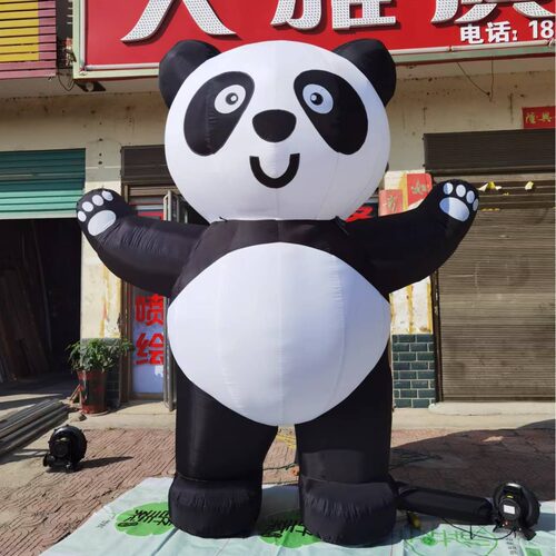 大型卡通熊猫气模吉祥物爬楼