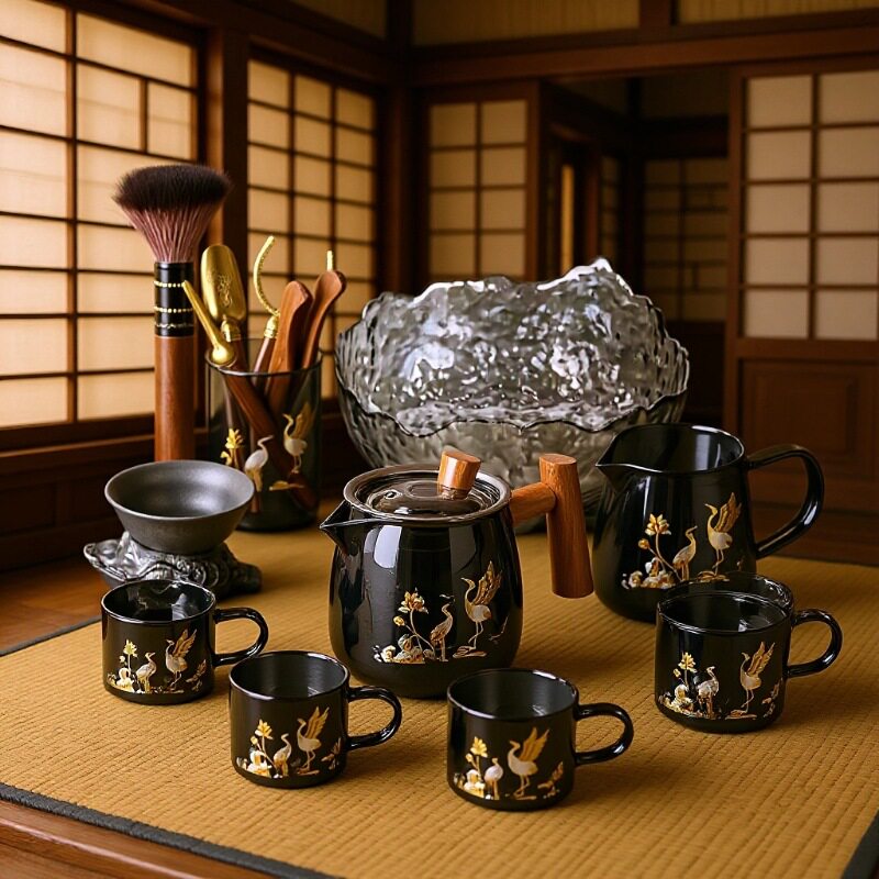 烟灰色玻璃茶具套装家用轻奢透明茶壶办公室泡茶喝茶套餐