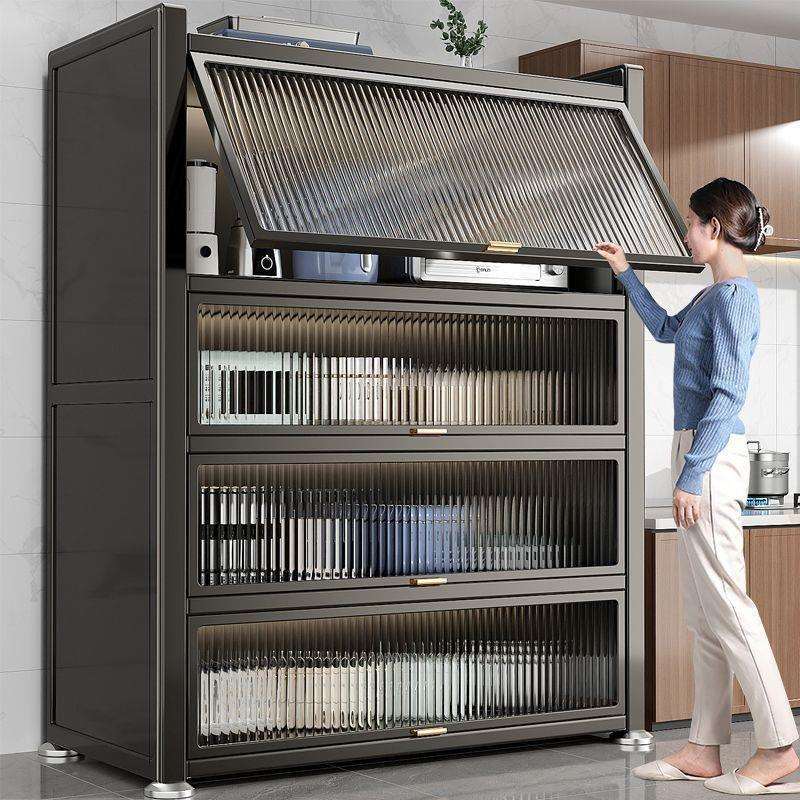 厨房橱柜钢制餐边柜家用落地大容量多层置物架特厚防尘收纳储物柜