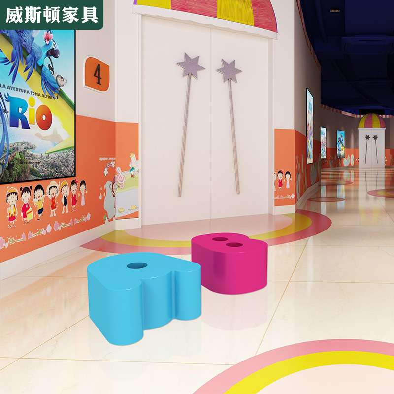 玻璃钢彩绘英文字母坐凳户外友好公园童真趣味创意卡通儿童座椅