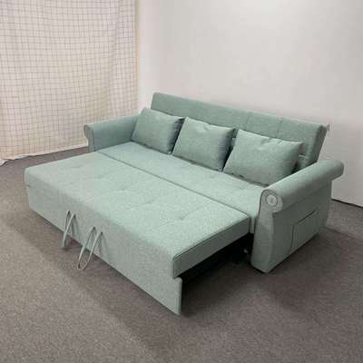 现代简约布艺款小户型客厅直排多功能可折叠可拆洗沙发床两用