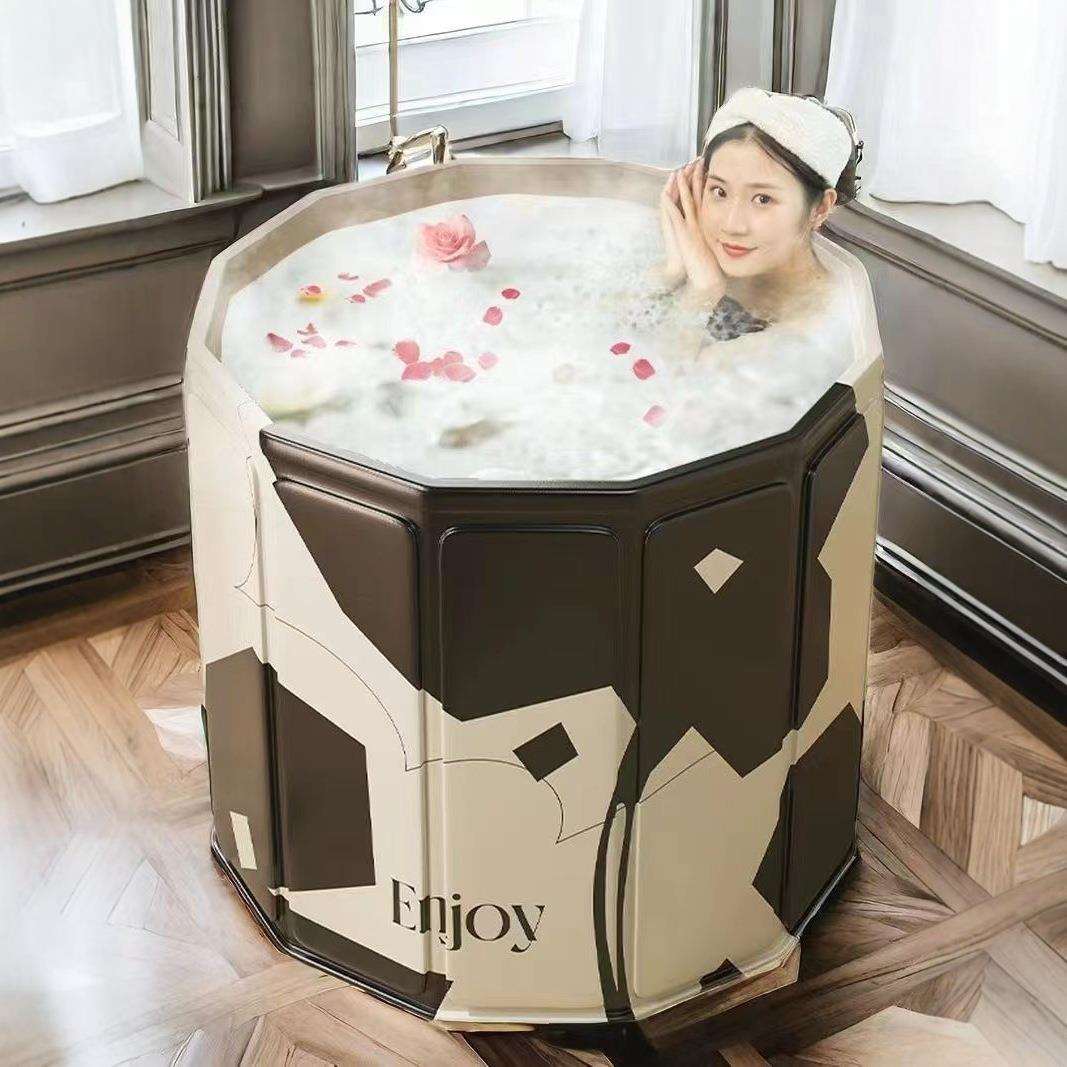 成人小孩折叠加厚洗澡桶冬天成人全身儿童浴桶家用沐浴缸浴盆便捷