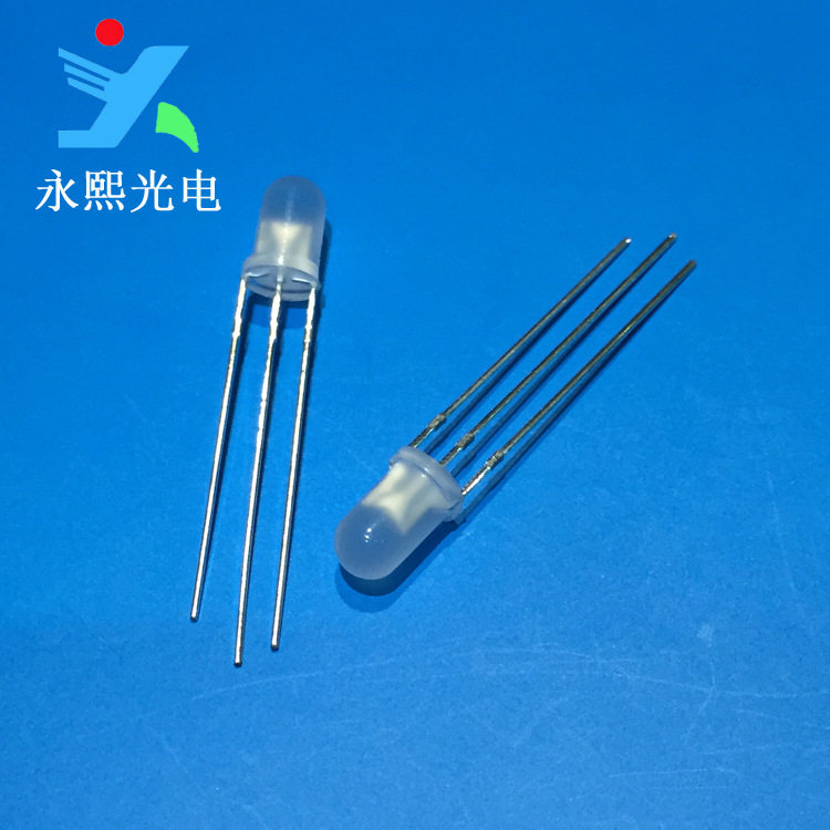 5MM雾状红蓝双色led灯珠发光二极管 直插f5共阴红蓝光