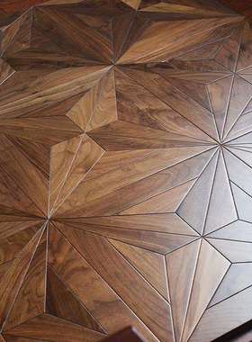 方块锁扣拼花多层实木复合地板黑胡桃原木色美式轻奢家用15地热暖