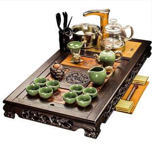 黑檀实木茶盘茶具套装 紫砂整套功夫办公室会客全自动一体家用