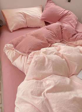 A类母婴级可裸睡超柔水洗磨毛床单四件套床笠被套学生宿舍三件套4