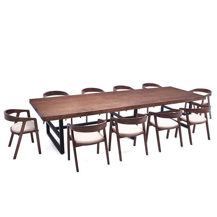 美式复古实木会议桌公司开会专用桌多人位可制长条会议洽谈桌