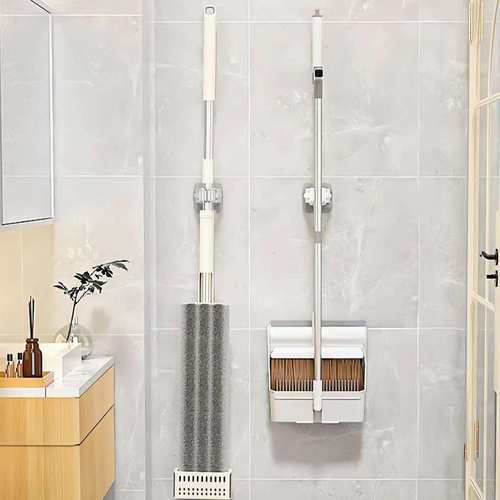 平板拖把扫帚簸箕三件套免手洗41CM拖把扫把耐用不锈钢软毛家用