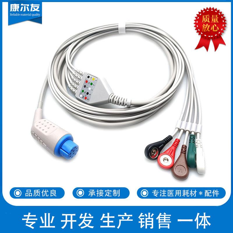 兼容德恩AS3CS310孔一体五导联心电导联线