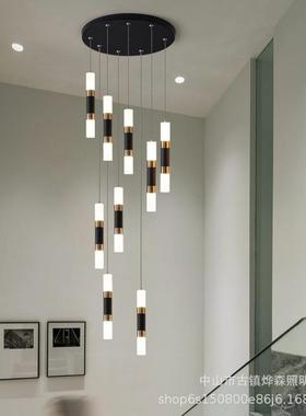 楼梯长吊灯复式中空跃层loft公寓挑空客厅别墅旋转楼梯灯楼道通高