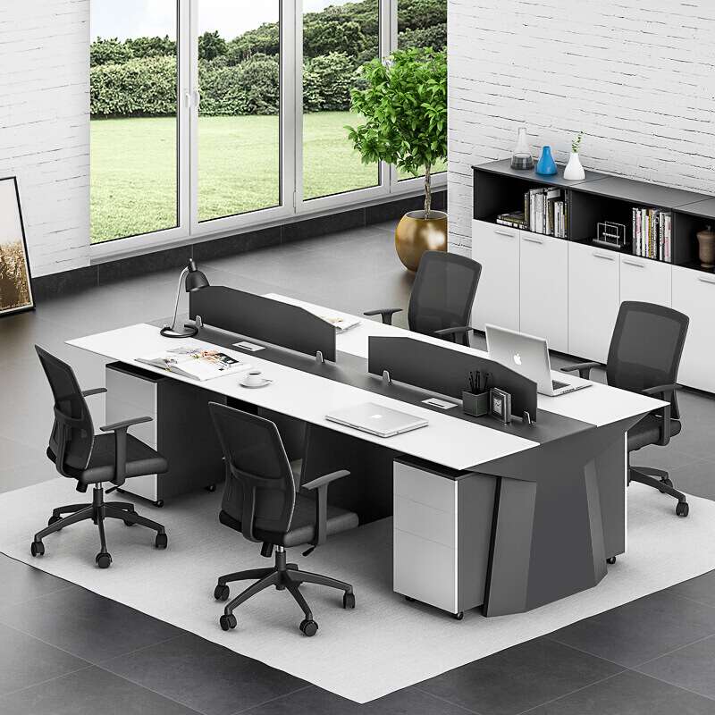 烤漆职员办公桌屏风简约现代四4/6人员工位办工卡座办公桌椅组合