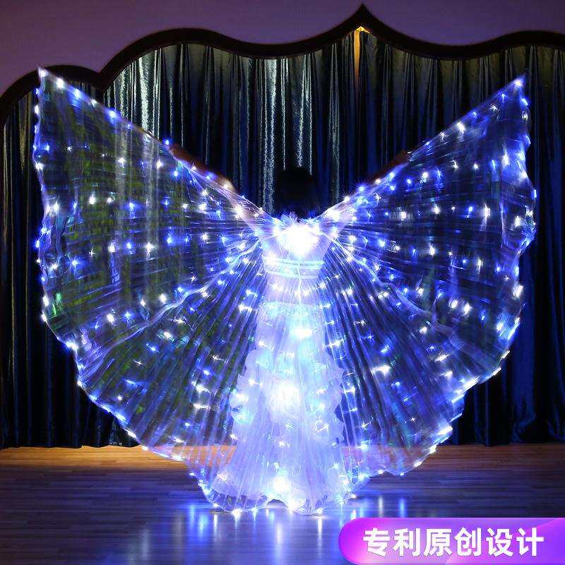 舞娘星空LED发光翅膀舞翅跳舞演出道具蓝白闪光肚皮舞翅膀