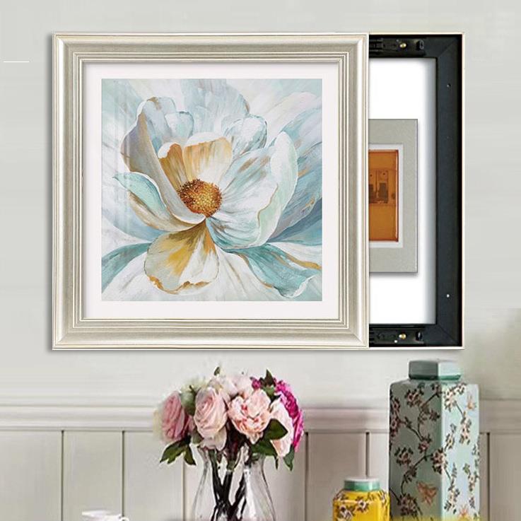 美式电表箱装饰画免打孔遮挡盒配电箱推拉弱电总开关电源欧式挂画