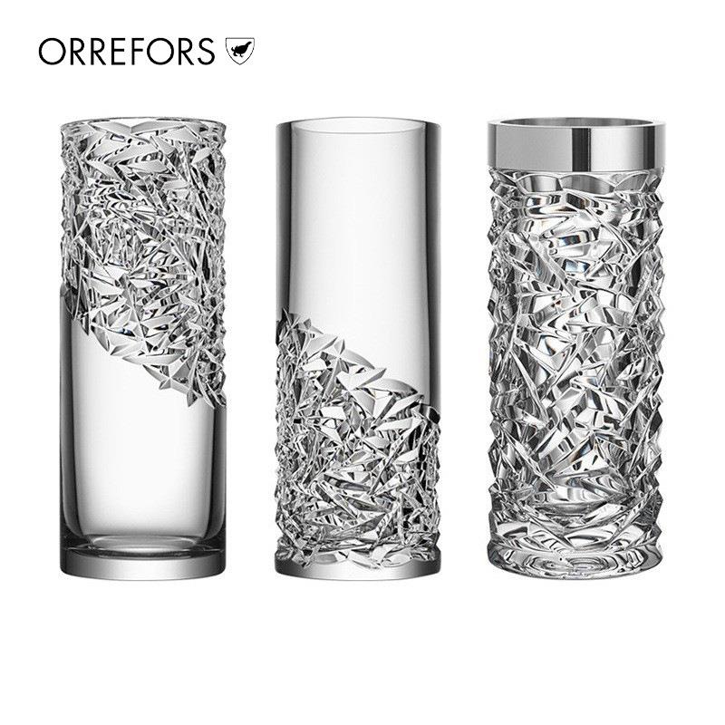 Orrefors进口水晶玻璃CARAT手工花瓶欧式简约家居客厅插花摆件