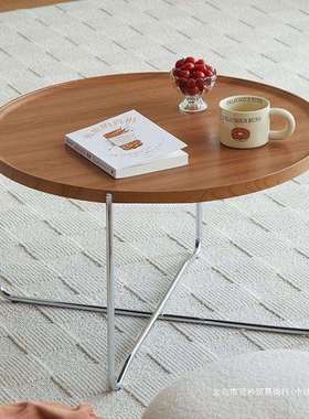 客厅折叠茶几小户型家用角几阳台泡茶桌户外可移动原木网红新品桌