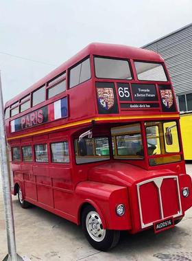 一比一复古仿真双层巴士英伦伦敦风格摆件模型红色巴士模型车制作