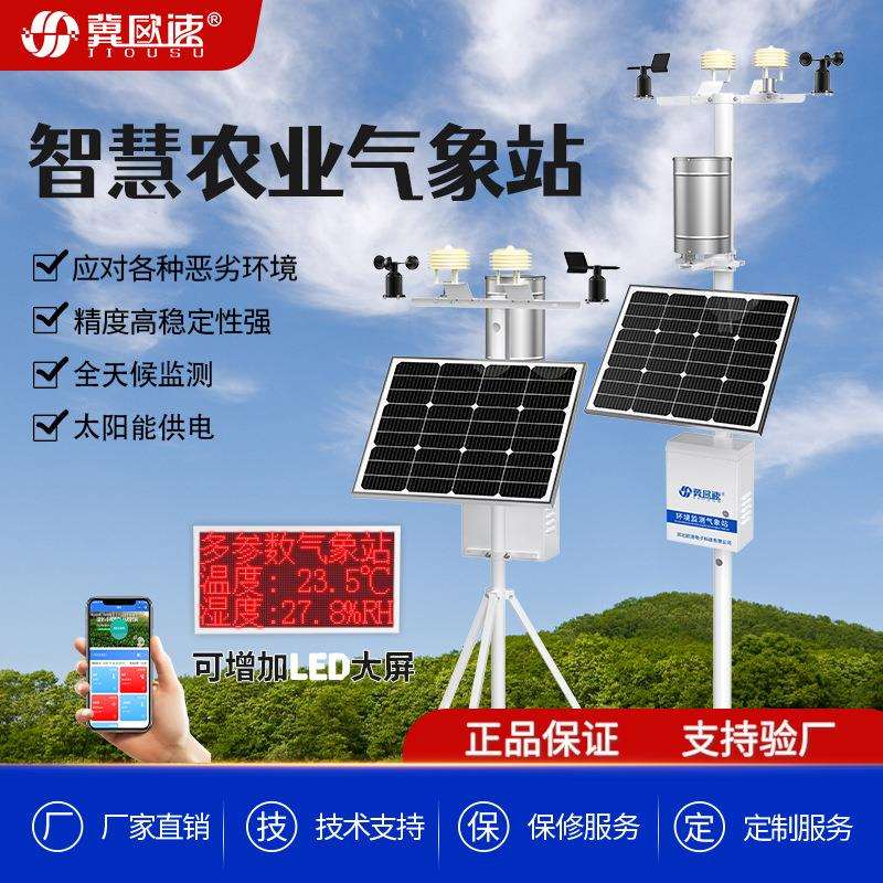 太阳能供电LED实时显示风速雨量多参数PM2.5智能一体式小型气象站