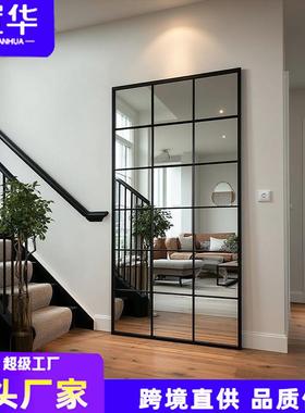 镜子全身镜简约几何穿衣镜家用客厅方形落地镜复古服装店试衣镜