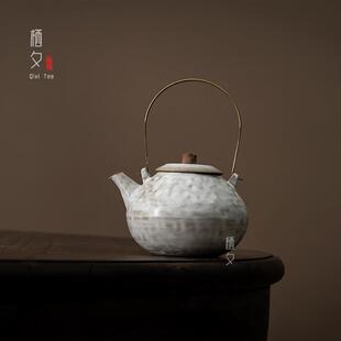 网红日式粉引提梁壶单壶陶瓷家用粗陶泡茶壶煮茶温茶炉套装蜡烛炉
