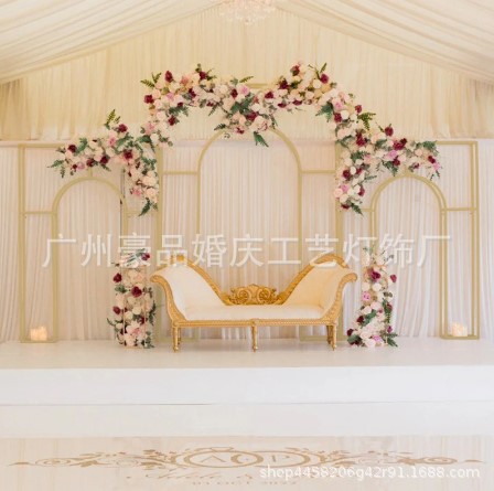 跨境 新款网格拱月型金属花架婚礼堂主桌花器T台路引布置道具