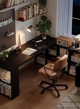 转角书桌书架一体桌L型电脑桌学生家用写字桌拐角办公桌卧室桌子