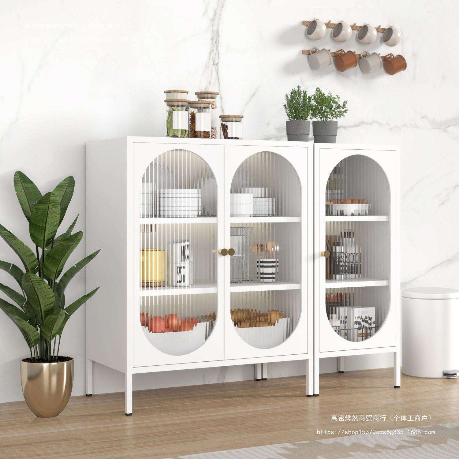 北欧风钢制餐边柜玄关柜简约客厅收纳门厅柜家用厨房铁艺储物柜