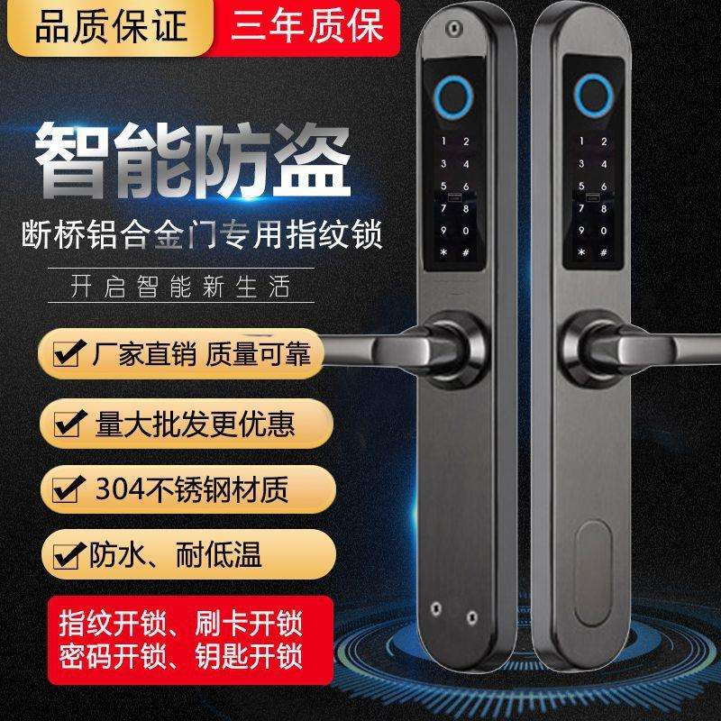 304精铸户外防水庭院别墅门铝艺大门防雨防锈双面密码指纹锁