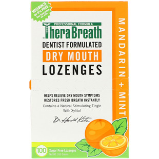 美国 清新口气 TheraBreath无糖润喉糖含片柑橘薄荷味100片