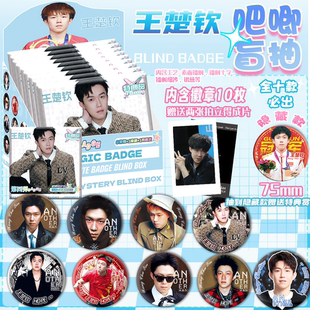 莎头组合CP周边王楚欣单人吧唧盲盒周边75MM镭射银葱吧唧谷子明星