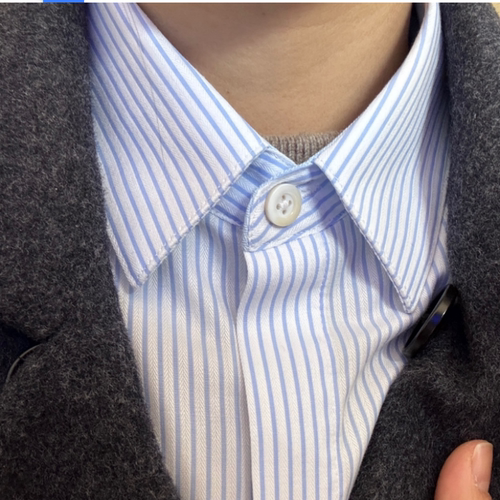 农商行假领子男女通用浅蓝色条纹