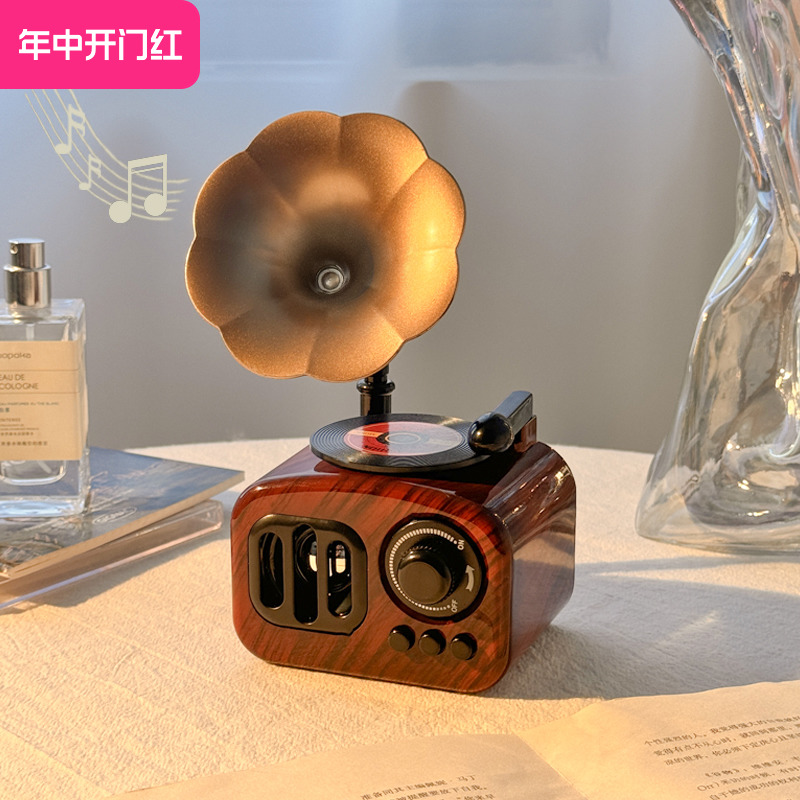 复古留声机摆件桌面创意音乐盒客厅玄关家居怀旧装饰品小众高级感