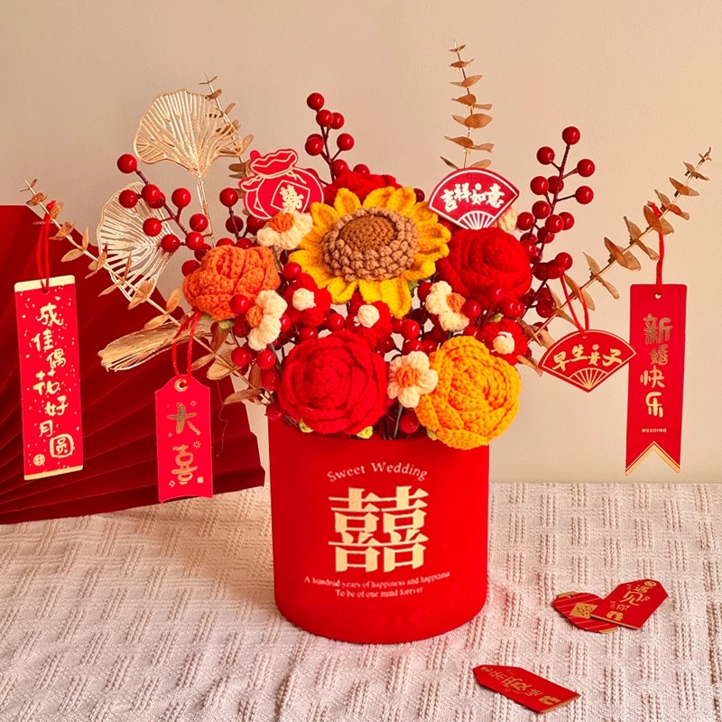 订婚场景装饰乔迁新居布置仿真花桌面摆件入宅花束礼物搬新家开业