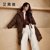 艾莱依羽绒服女冬季 飘带外套清仓 保暖休闲长款 新款 加厚面包服时尚