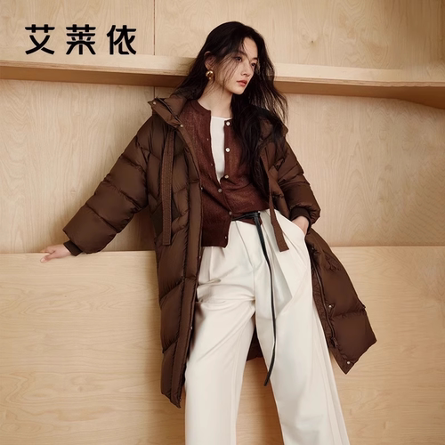 艾莱依加厚长款面包羽绒服新款