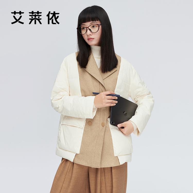 西装拼接短款羽绒服女