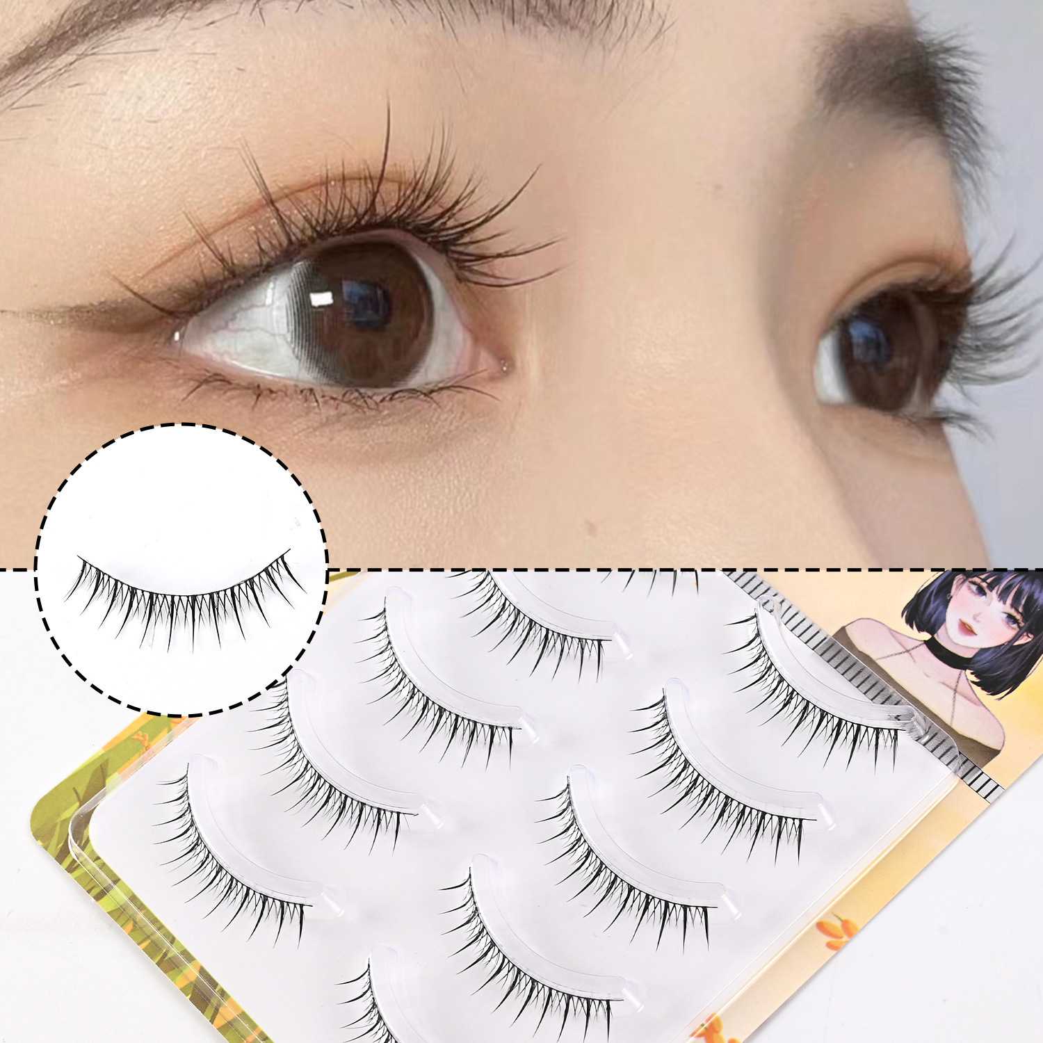 漫画婴儿妈生感恶魔自然假睫毛一片装整条细梗睫毛新手COS组合装