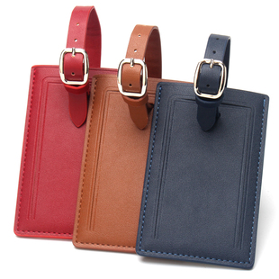 高品质长方形行李牌皮质隐藏式旅行箱吊牌识别卡套男士女生个性行李箱挂牌印定制LOGO广告英文字母名字人名