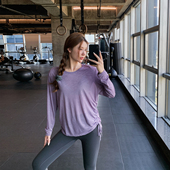 罩衫 宽松显瘦健身服大码 胖mm跑步瑜伽上衣速干运动T恤女抽绳长款